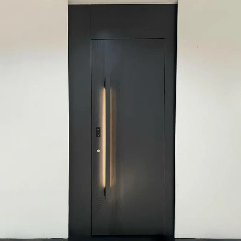 Porta d'ingresso con pannello a nido d'ape in alluminio con illuminazione a LED