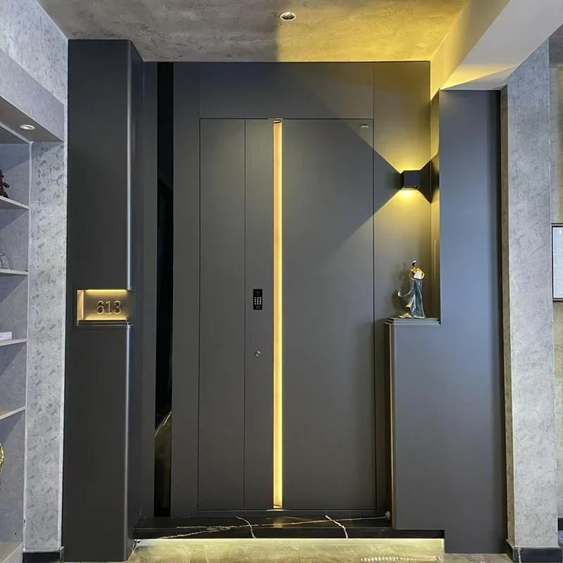 Aluminum Honeycomb Panel Entrance Door with LED Lighting