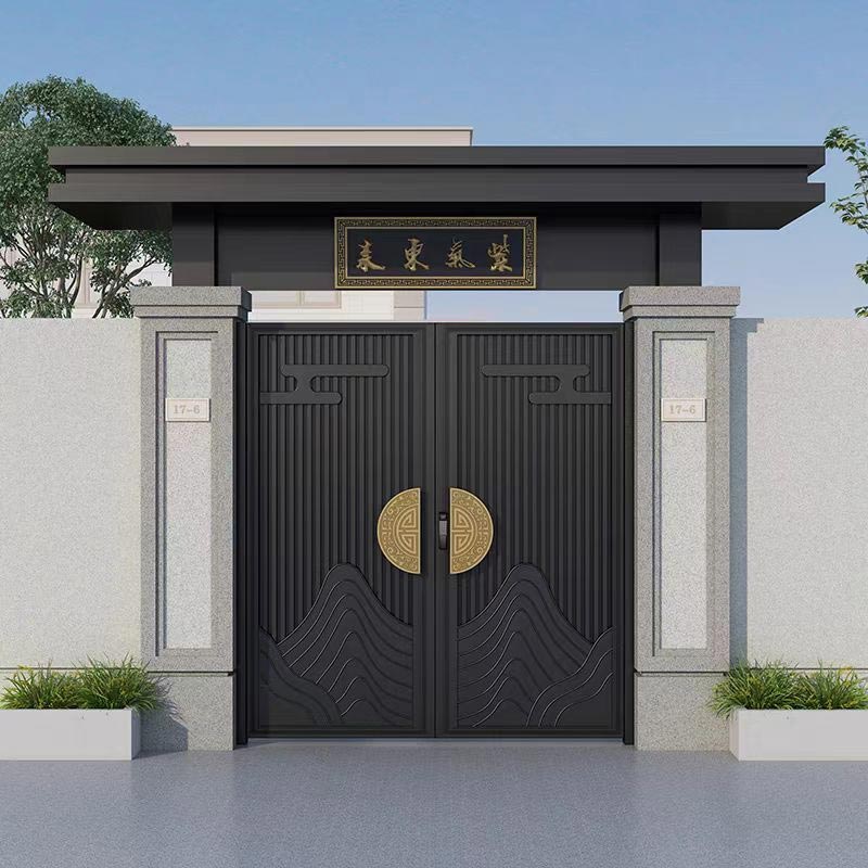 Porta in alluminio pressofuso da cortile minimalista italiano