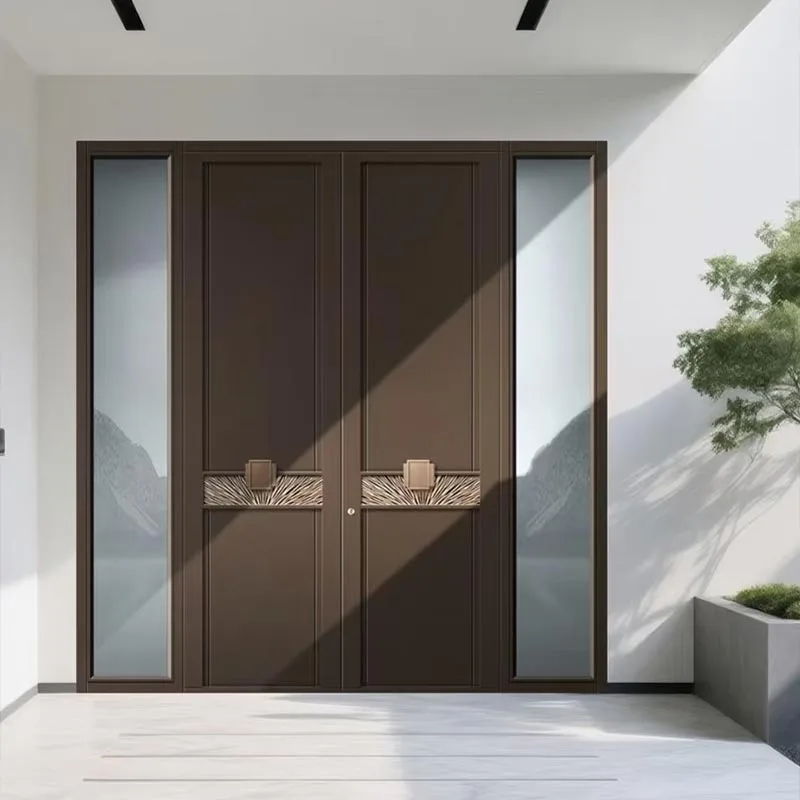 Porta minimalista in alluminio pressofuso a doppia oscillazione con bordo chiuso