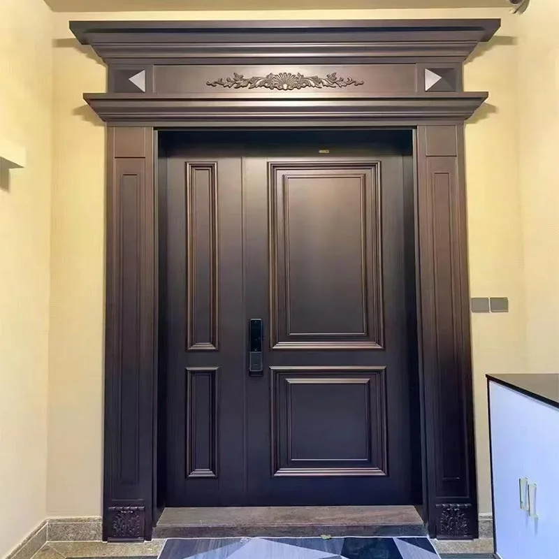 Porta d'ingresso in rame madre-figlio a una porta e una vista
